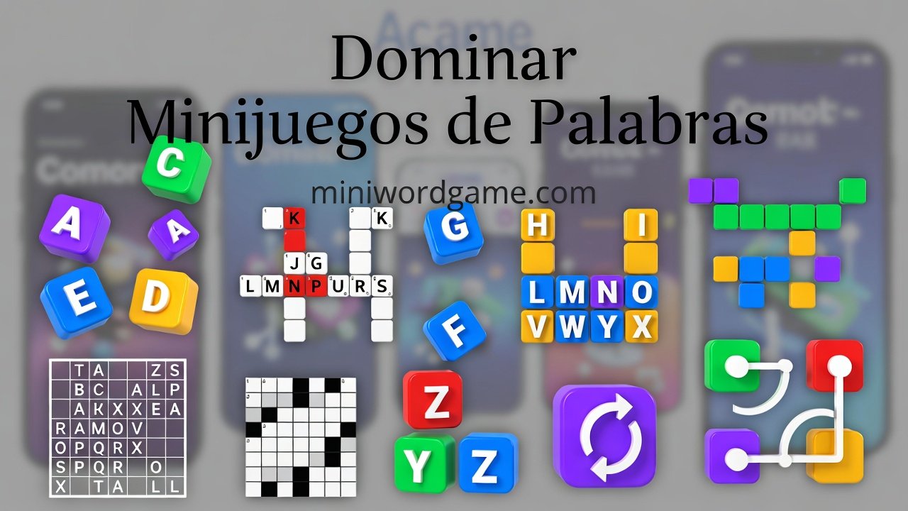Dominar Minijuegos de Palabras — colorful word puzzle tiles on a screen